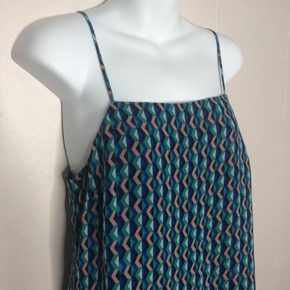 MAEVE ANTHROPOLOGIE Silk Slip Dress Womens Size Small Geometric Print Mini Boho - Picture 2 of 8